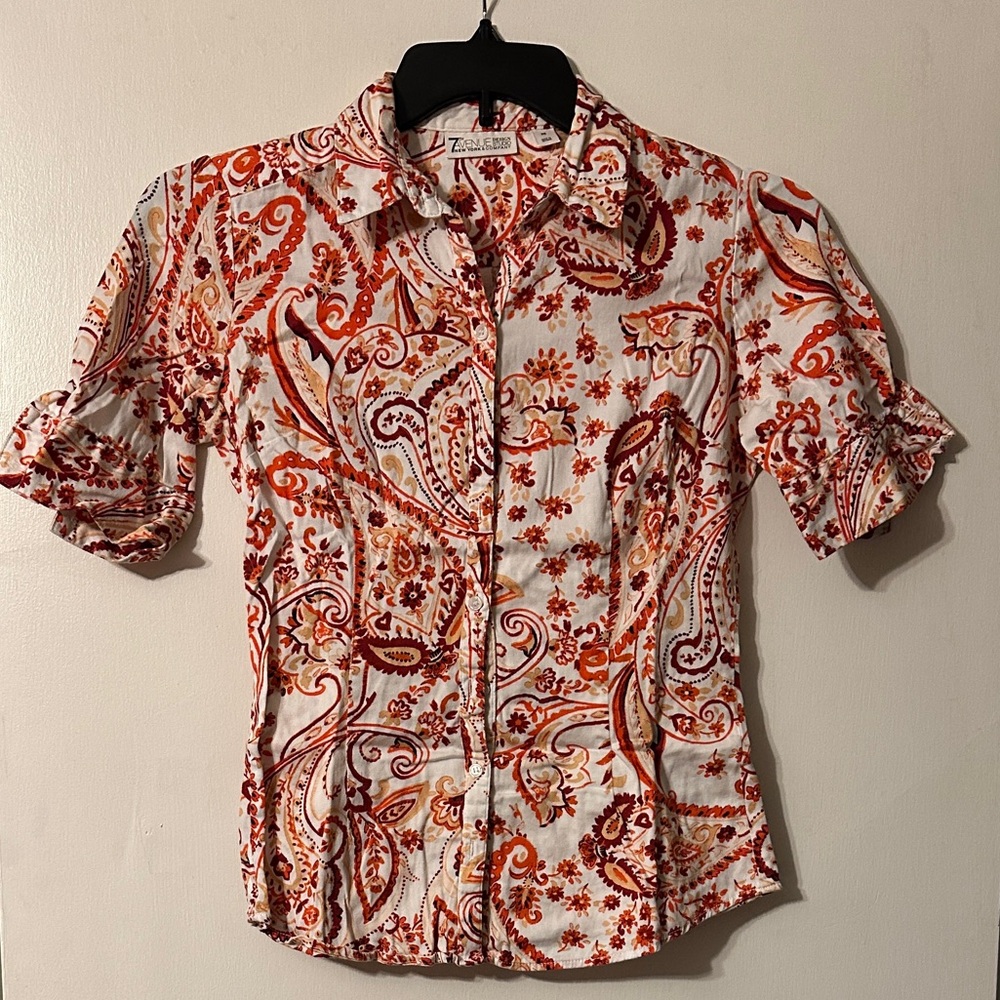 FALL Paisley Button Down Short Sleeve Shirt